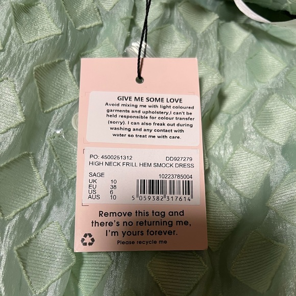 Sea foam green high neck smock dress Missguided size US 6 - Picture 2 of 4